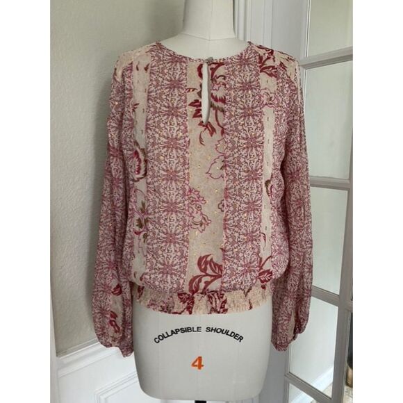 EUC White House Black Market Sienna Floral Block Print Blouson Top S - Picture 3 of 7